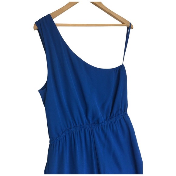 Naked Zebra Womens Medium Romper One Shoulder Dressy Shorts Pockets Blue - Picture 11 of 12